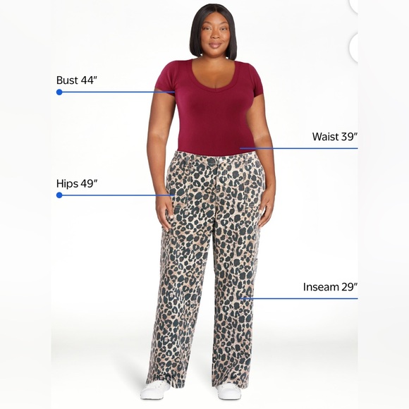 No Boundaries Leopard Animal Print Women's Cargo Wide Leg Pants - XL - Picture 3 of 7